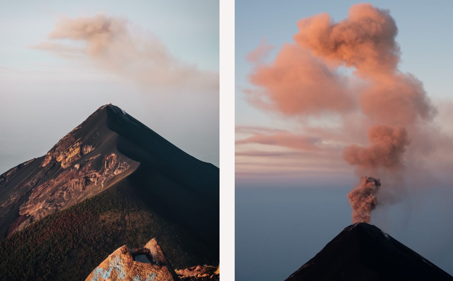 Lever de soleil sur le volcan Fuego